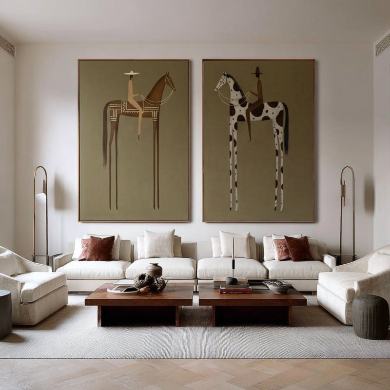 Large Contemporary Horse Rider Diptych #AVG 031