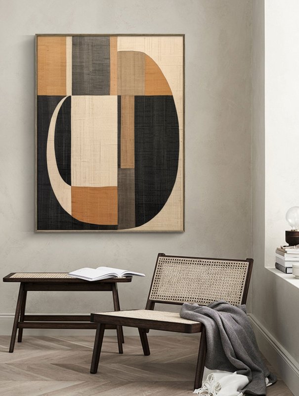 Beige & Brown Abstract Painting #LL 006