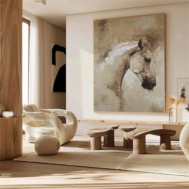 Textured Abstract Horse Art - Brown Style #AT018