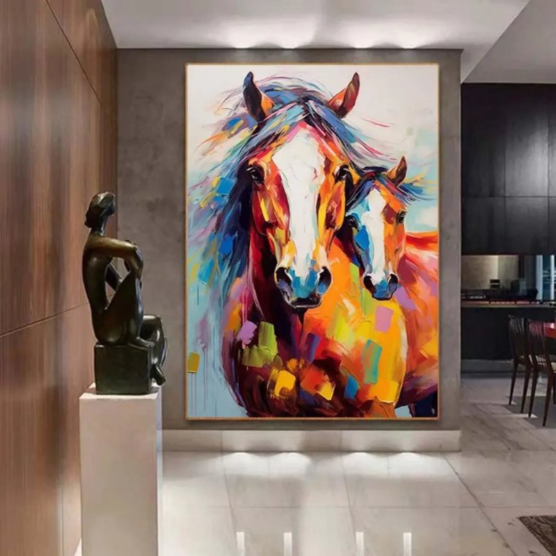 Multicolored Textured Abstract Horse Art #AT013