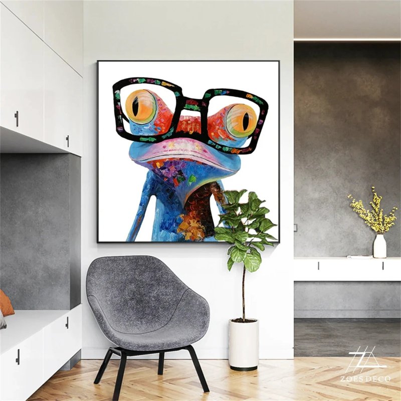 Blue & Red Abstract Frog Texture Wall Art #AT008