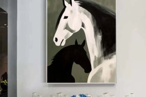 Abstract Horse Wall Art - Green Tones #AT015